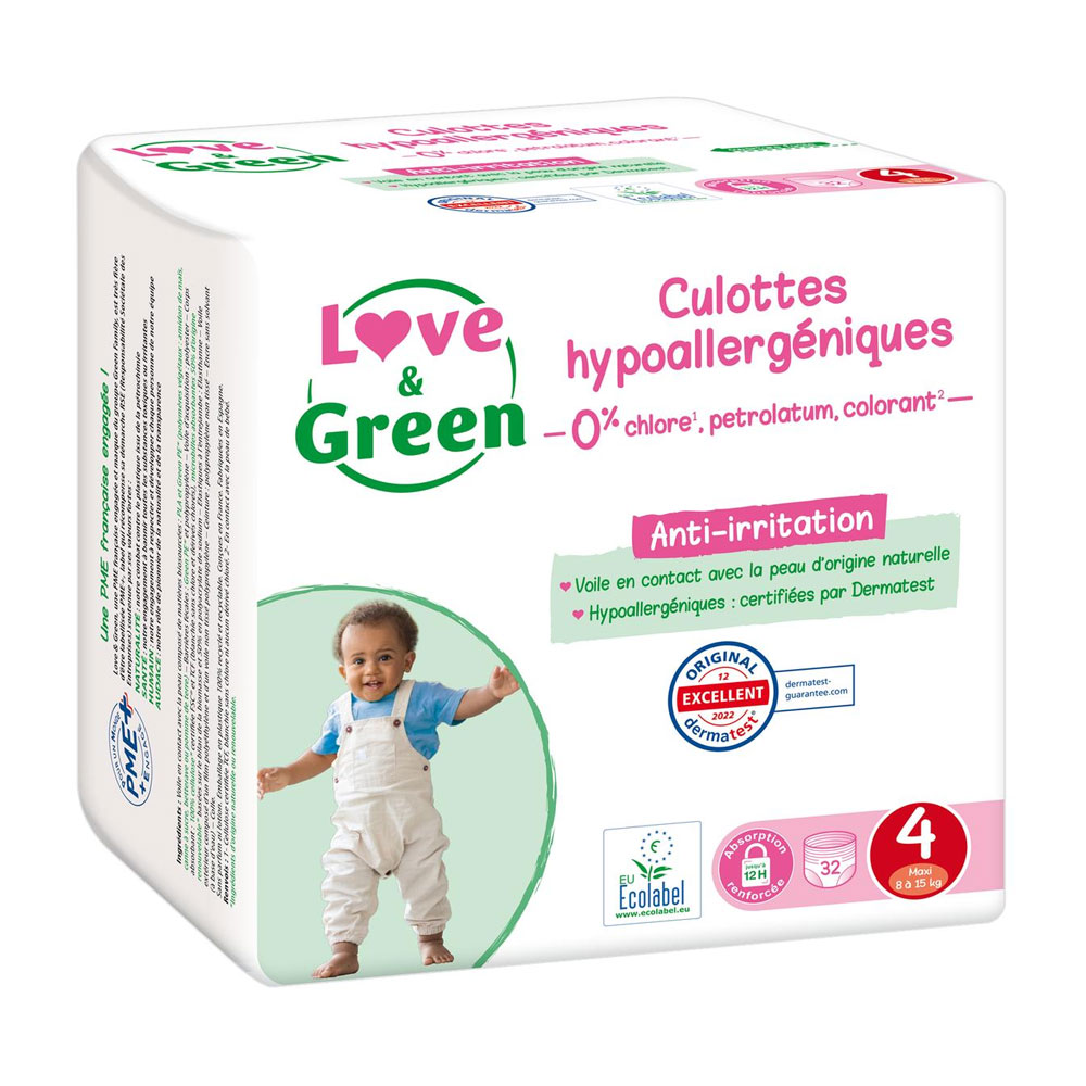 Love&Green Pañales hipoalergénicos Talla 4 Maxi de 8 a 15 kg x32