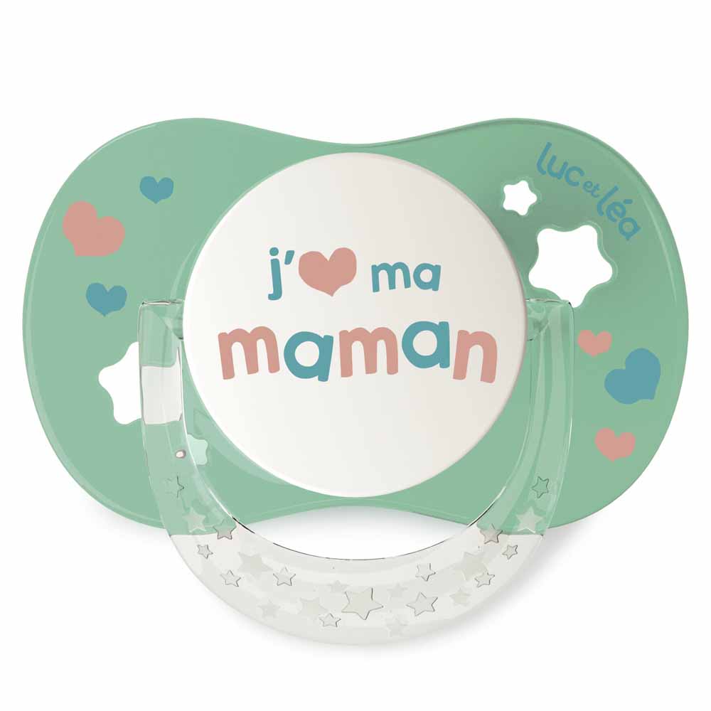 Luc Et Lea Chupete Simetrico Silicona 18+ Meses &quot;j'aime Ma Maman&quot; &quot;j'aime Mon Papa&quot; 18 mois et plus