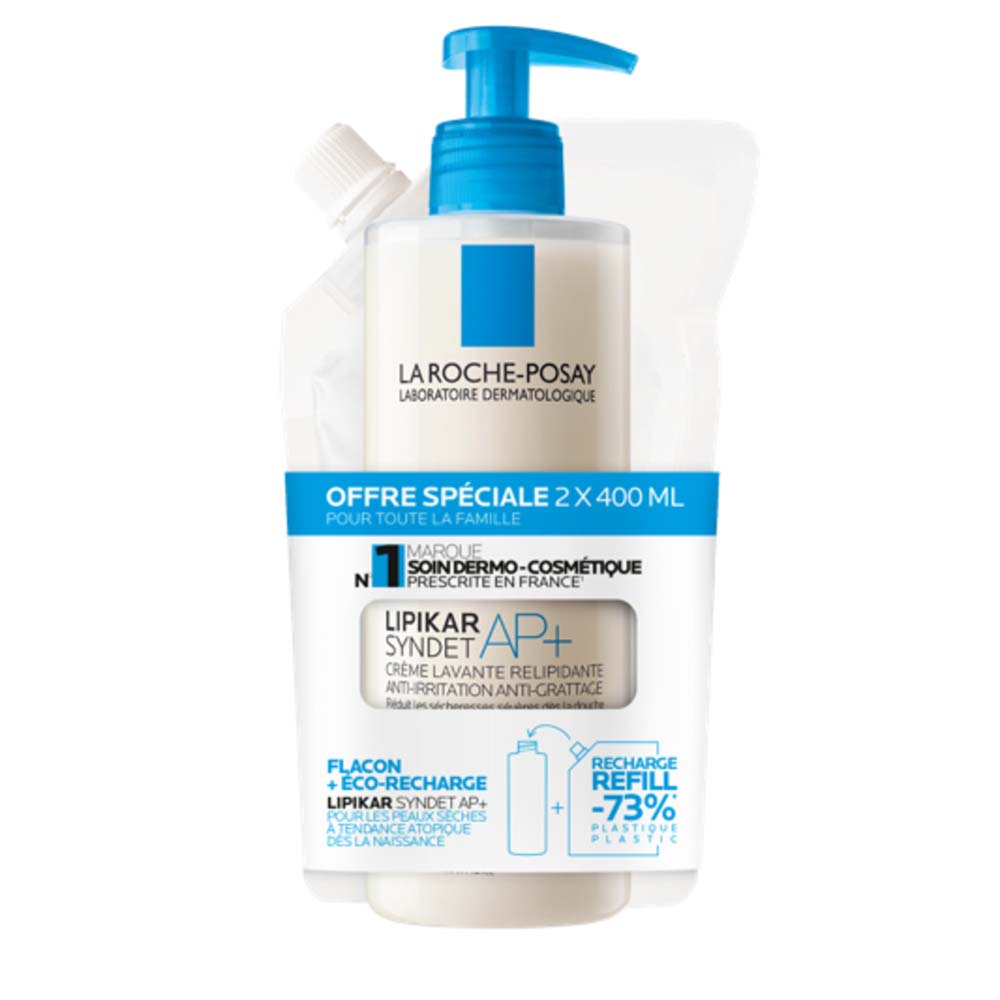La Roche-Posay Lipikar Crema limpiadora regeneradora y recambio Piel seca o propensa al eczema atópico 2x400ml