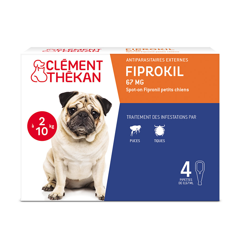 Clement-Thekan Fiprokil Control de Pulgas y Garrapatas Perros 2-10kg 0.67ml x 4 ampollas