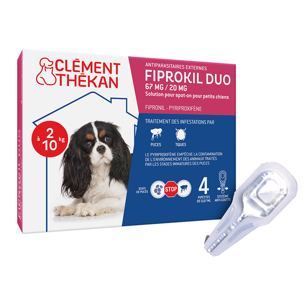 Clement-Thekan Fiprokil Anti pulgas y garrapatas dúo perro 2-40kg 4 pipetas