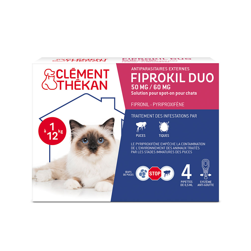 Clement-Thekan Fiprokil Fiprokil Duo 50mg/60mg Spot On Gatos de 1 a 6 kg 0.pipetas de 5 ml x 4