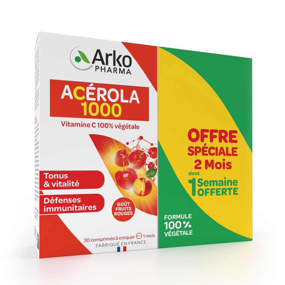 Arkopharma Azinc Acerola 1000 vitamina C natural 2x30 comprimidos