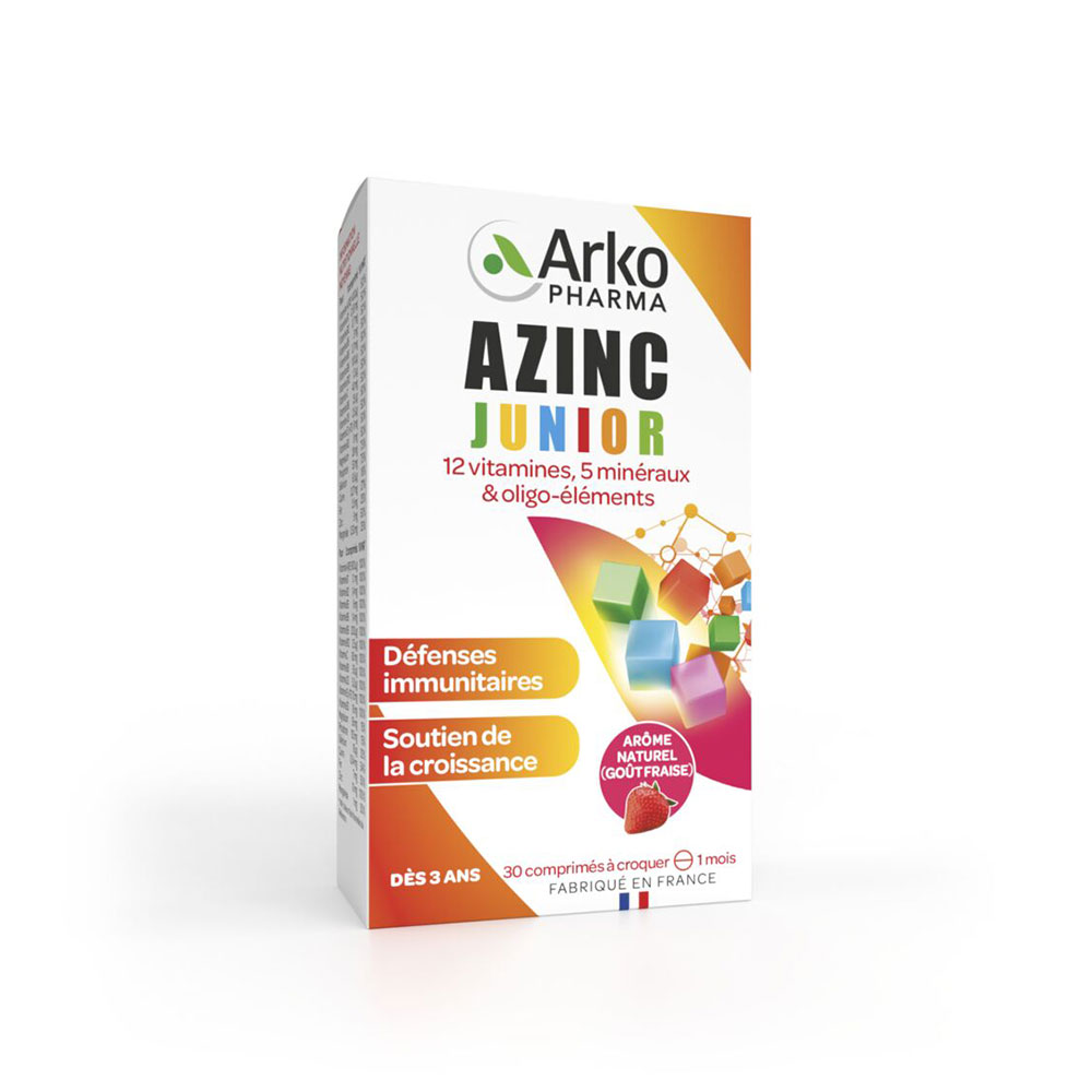 Arkopharma Azinc Vitaminas C y E, zinc sabor fresa Junior 30 comprimidos