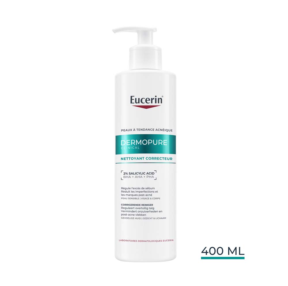 Eucerin Dermopure Clinical Gel limpiador corrector de imperfecciones rostro y cuerpo 400 ml