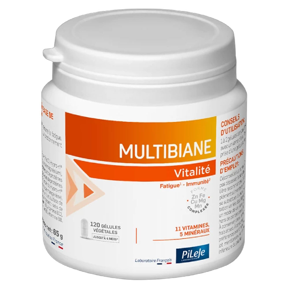 Pileje Multibiane Vitalidad 11 vitaminas y 5 minerales 120 cápsulas