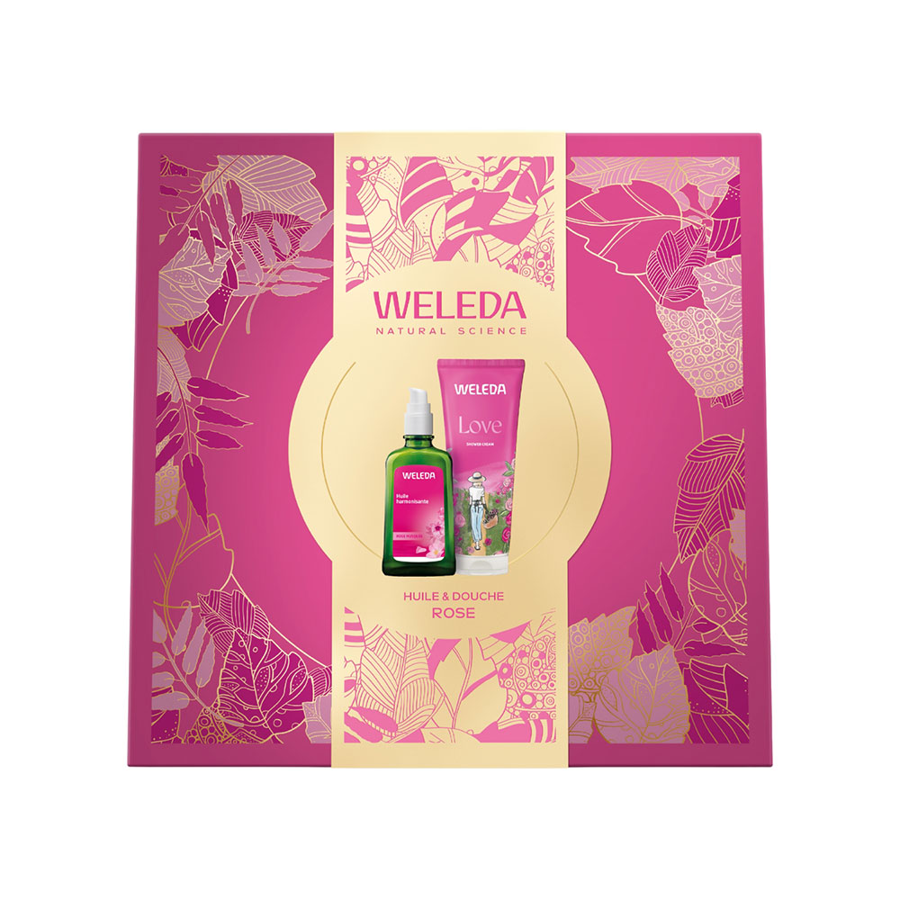 Weleda Cofre de regalo Rosa para el cuerpo Aceite y ducha