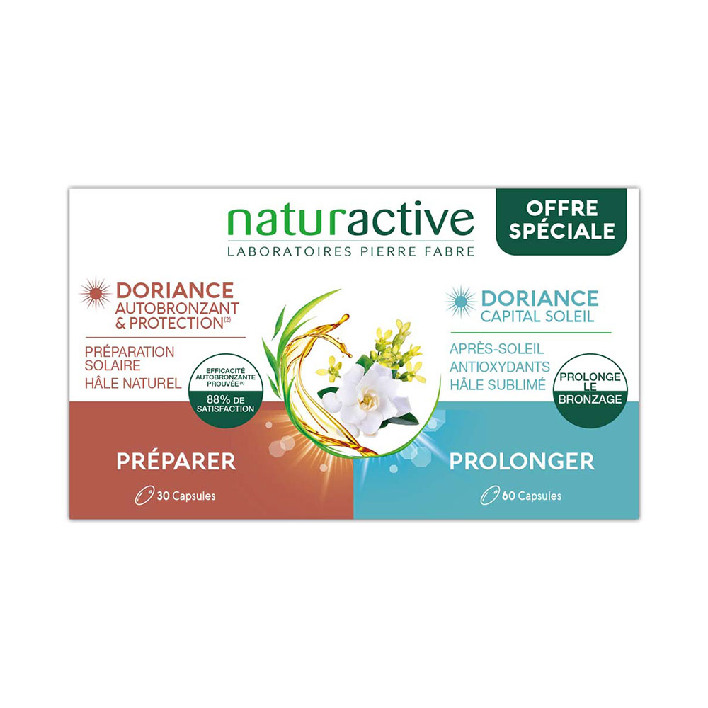 Naturactive Doriance Dúo autobronceador y protección solar 90 cápsulas