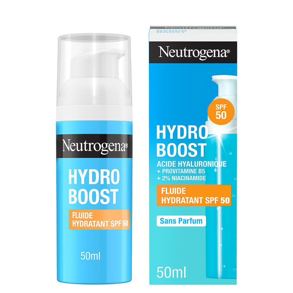 Neutrogena Hydro Boost Fluide Hydratant avec acide hyaluronique B5 et niacinamide SPF 50 50ml