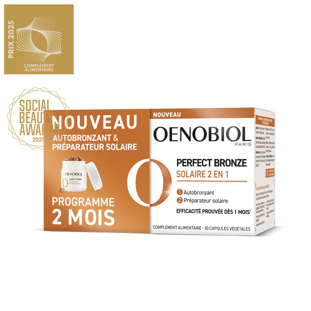 Oenobiol Perfect Bronze Solar 2 en 1 Autobronceador y protección solar 60 cápsulas vegetales