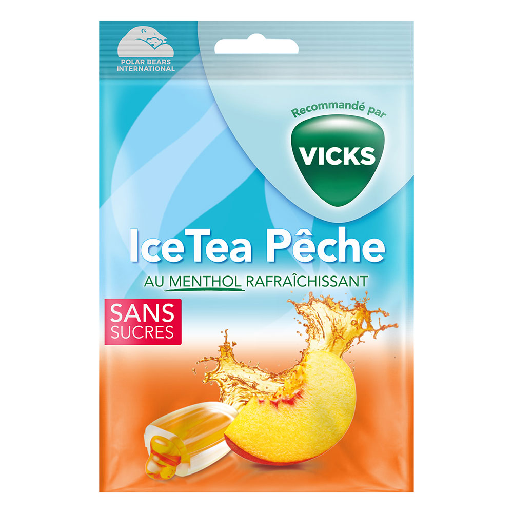 Vicks Caramelos de té helado de melocotón y mentol x13