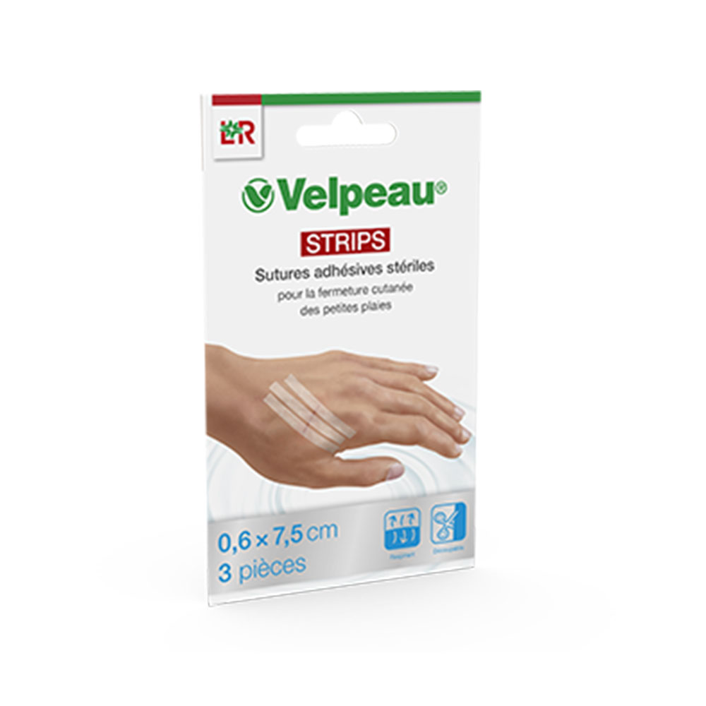 Lohmann Rauscher Velpeau Tiras de sutura adhesivas estériles 0,6x7,5cm x3