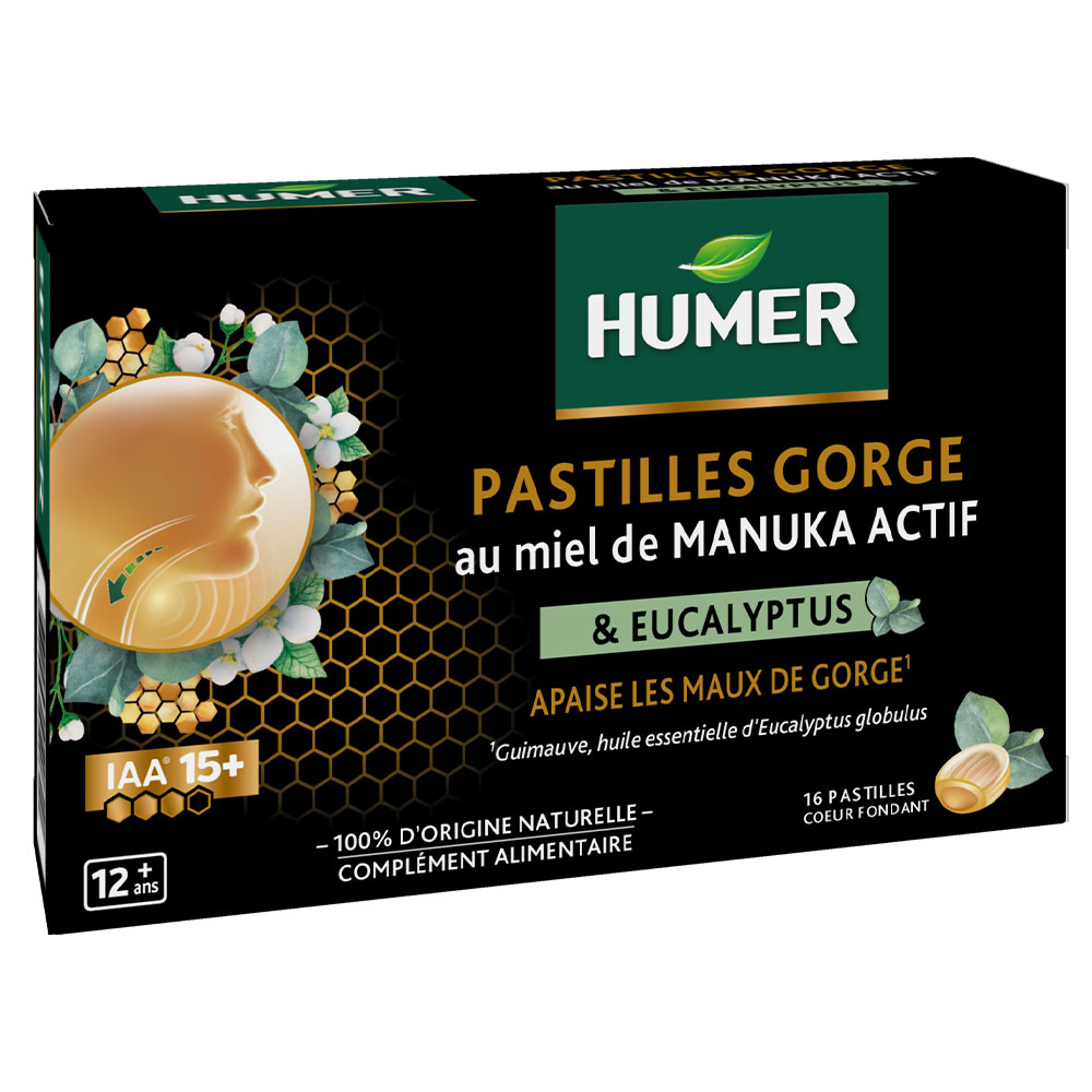 Humer Pastillas para la garganta con miel de Manuka activa 16 pastillas
