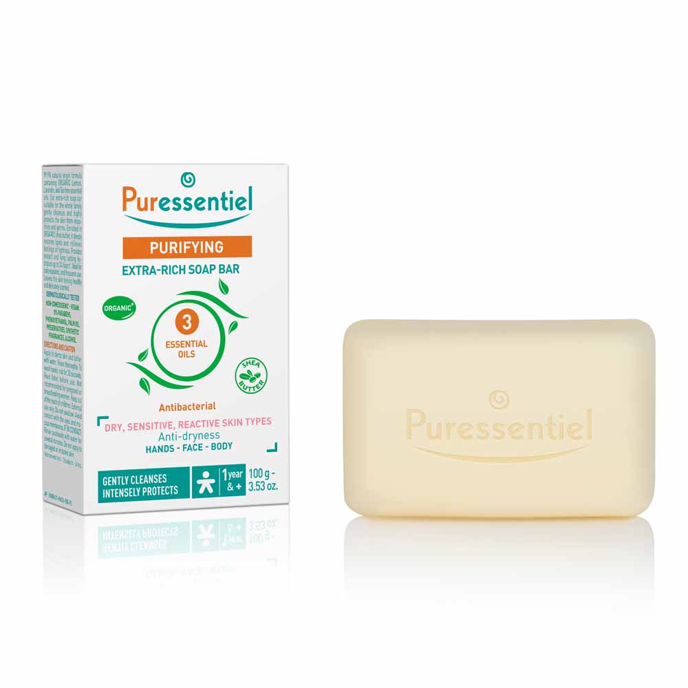 Puressentiel Saneamiento Puressentiel Jabón Supergraso en Pastilla con 3 Aceites Esenciales 100 g Saneamiento 100g