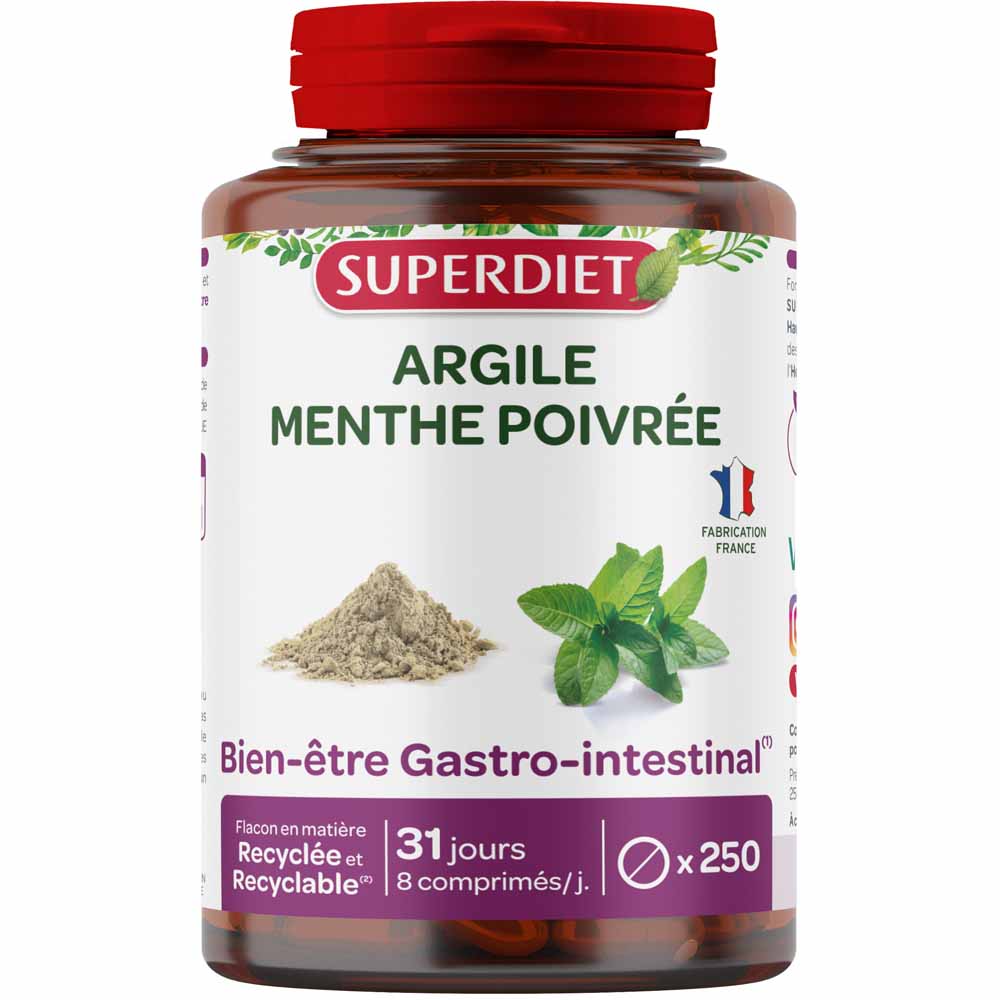 Superdiet Arcilla menta piperita 250 comprimidos