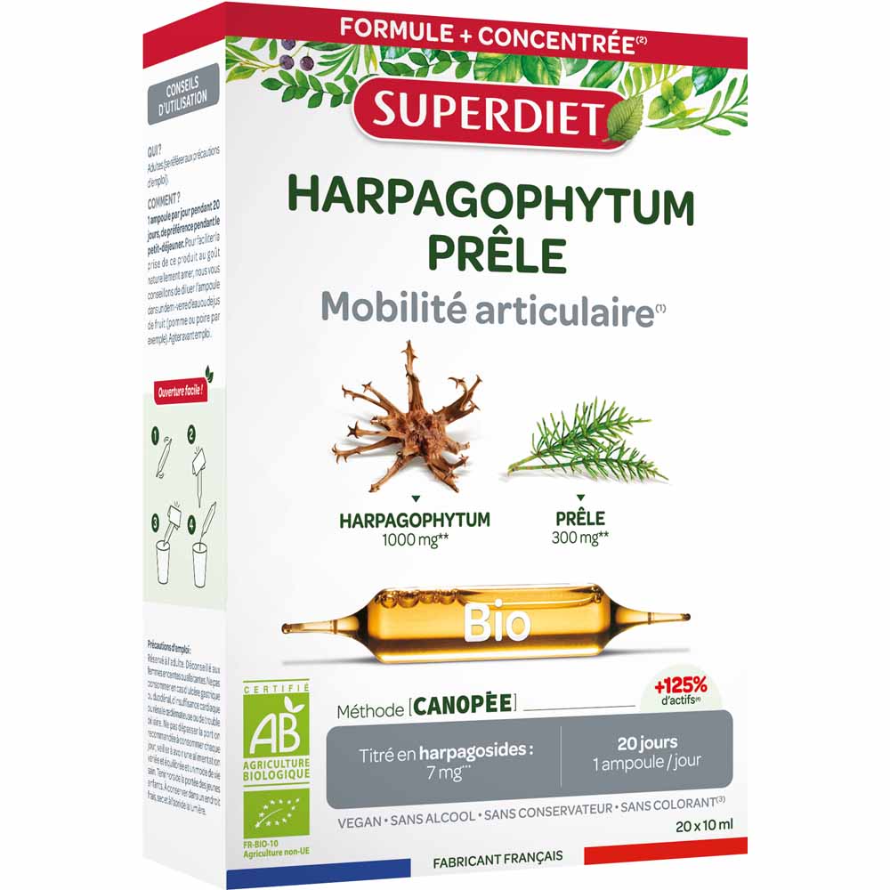 Superdiet Prele Harpagophytum Organic Juntas 20 Ampollas