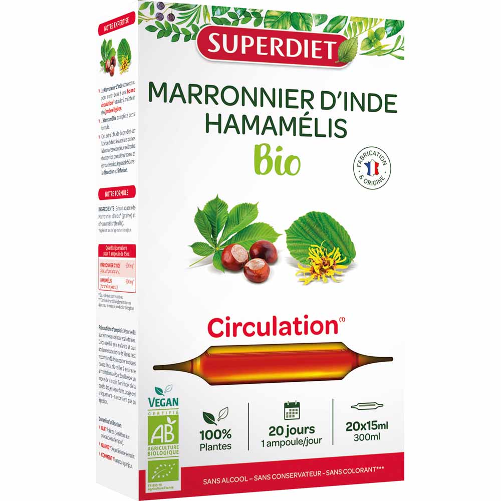 Superdiet Circulacion Castano De Indias Hamamelis 20 Ampollas