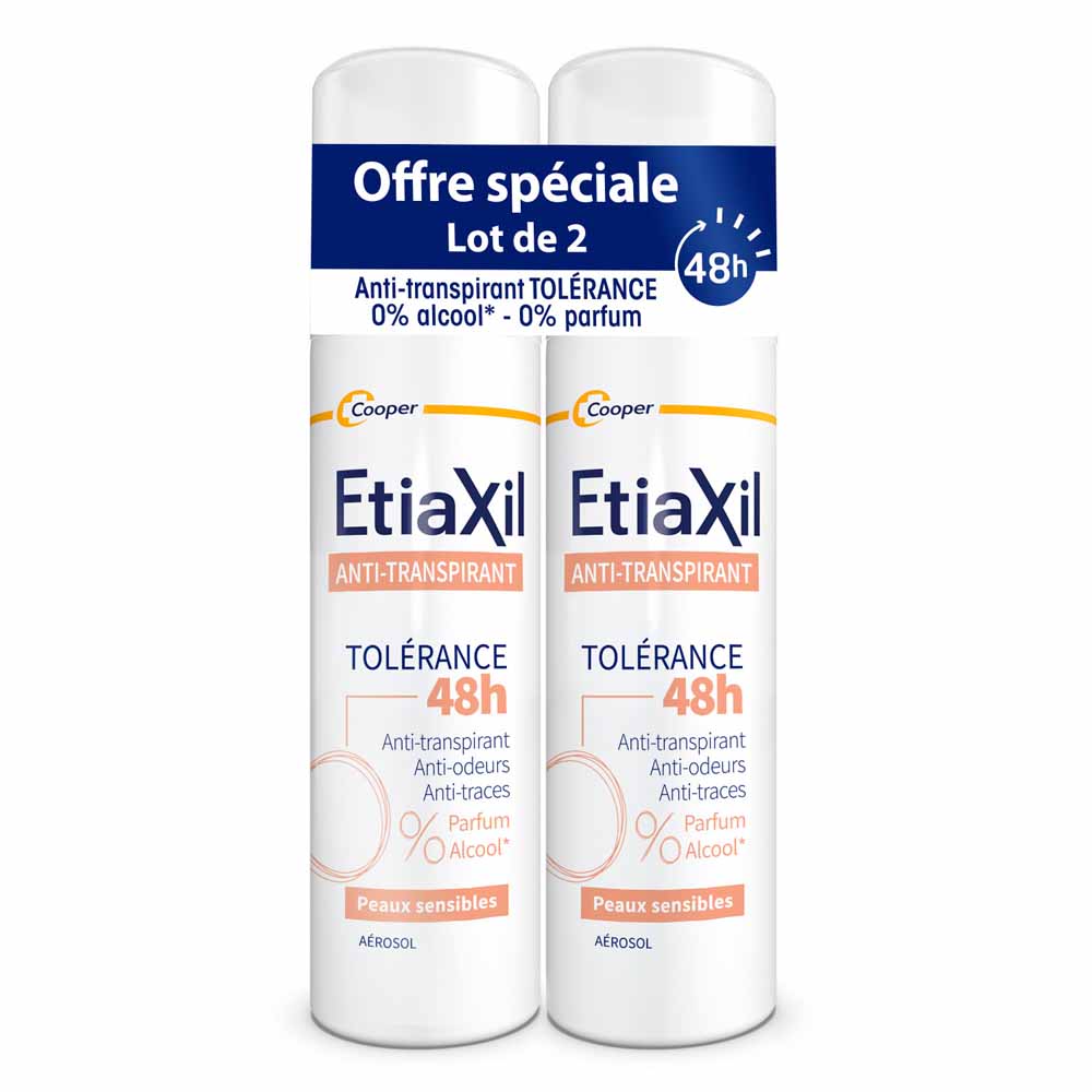 Etiaxil Antitranspirante Desodorante en aerosol 48h Tolérance Piel sensible 2x150 ml