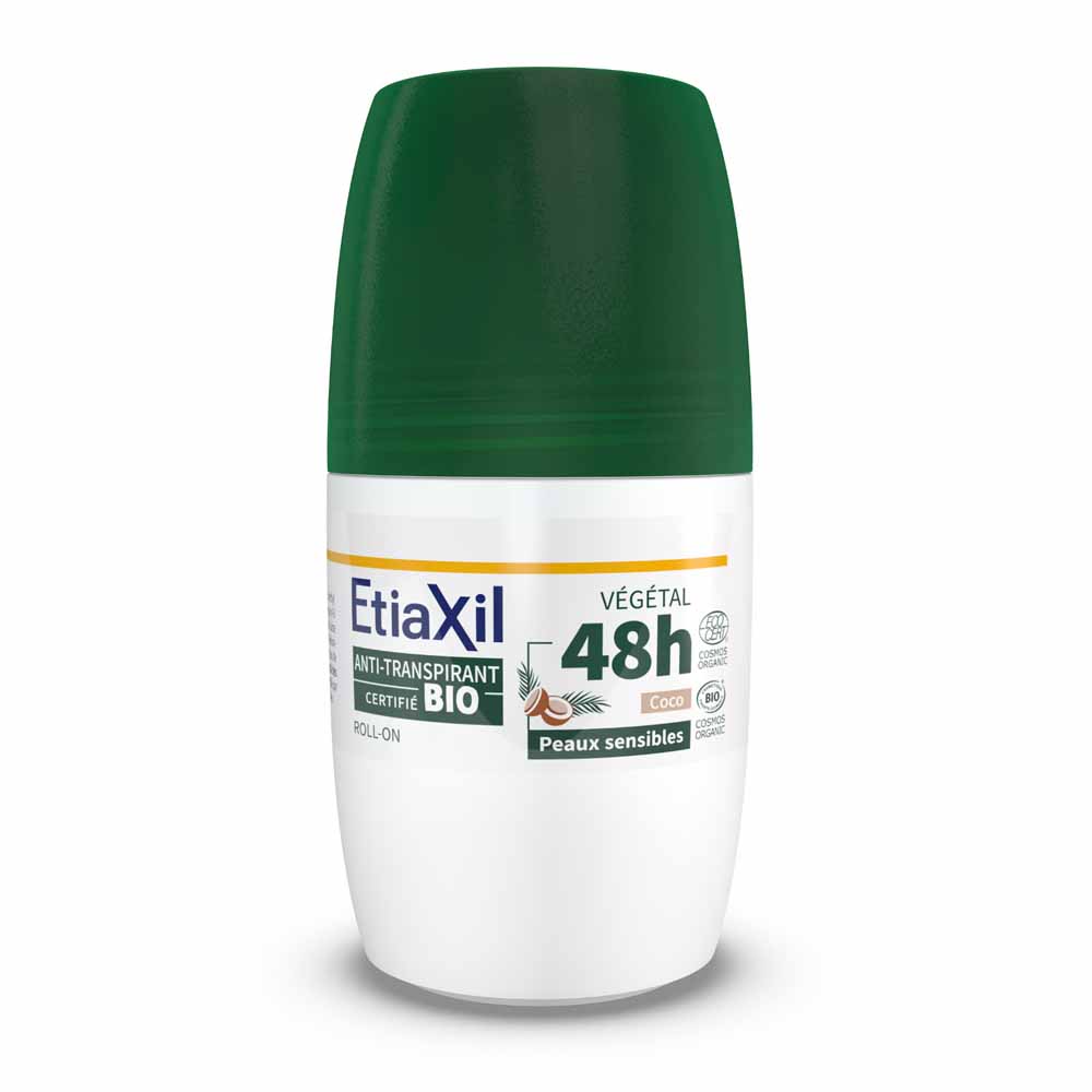 Etiaxil Antitranspirante Desodorante roll-on vegetal 48h coco bio piel sensible 50 ml