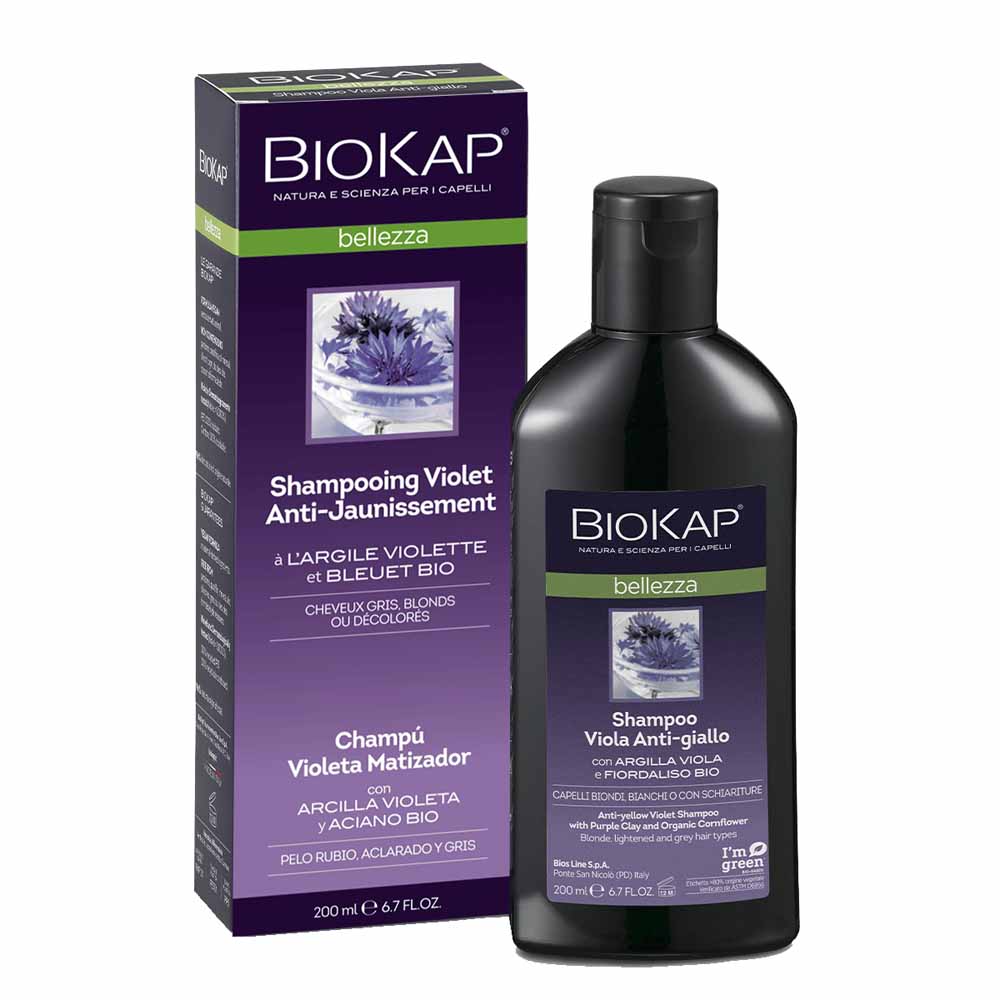 Biokap Belleza Shampooing Violet Anti-Jaunissement cheveux blonds blancs 200ml