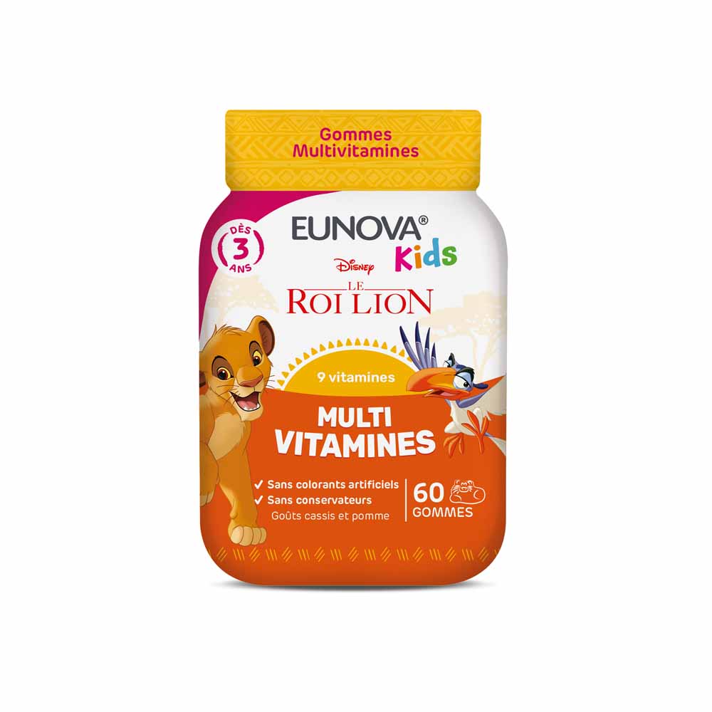 Eunova Kids Gominolas multivitaminas El Rey León sabor grosella y manzana 60 gominolas