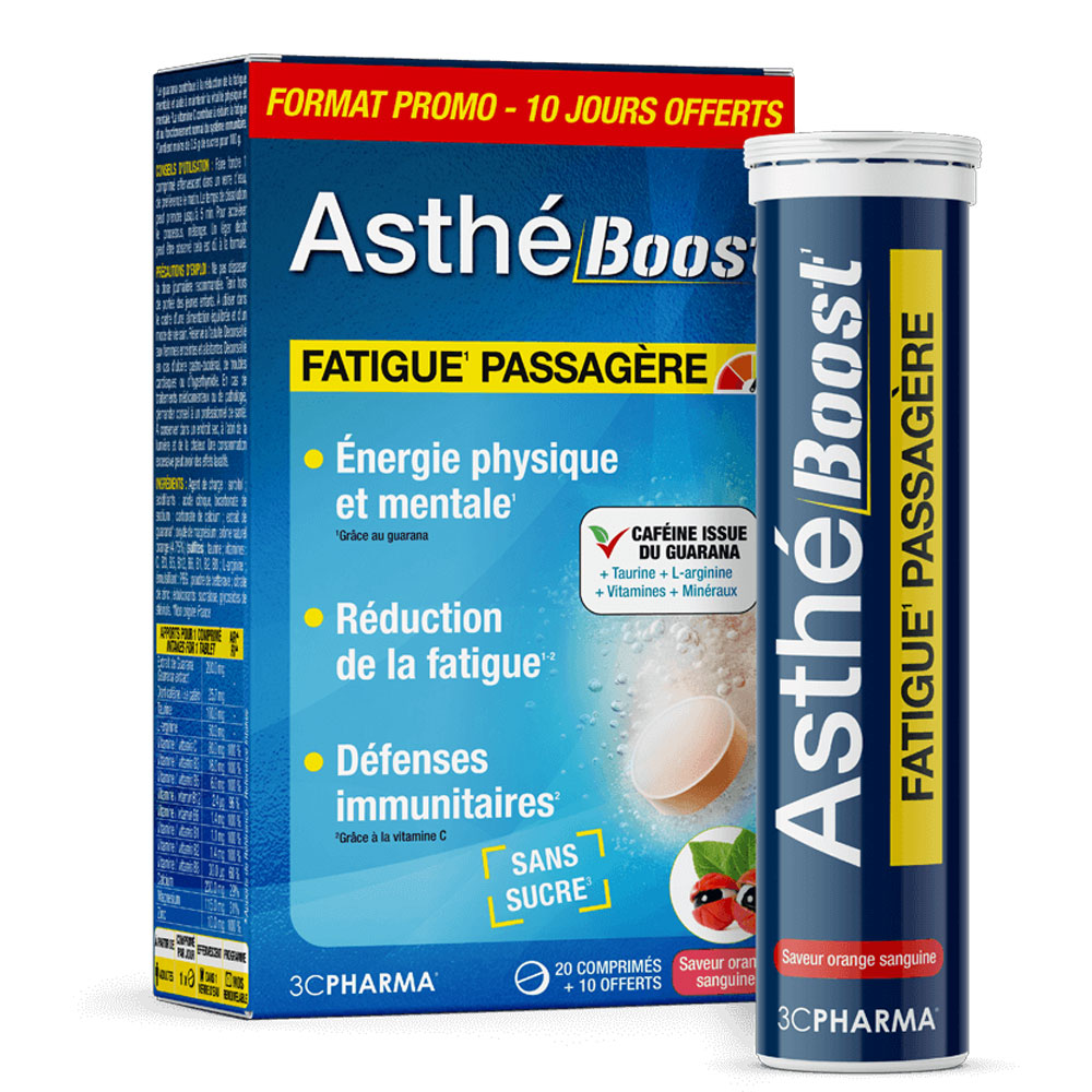 3C Pharma AstheBoost Fatigue Passagère Sabor a naranja sanguina 30 comprimés effervescents