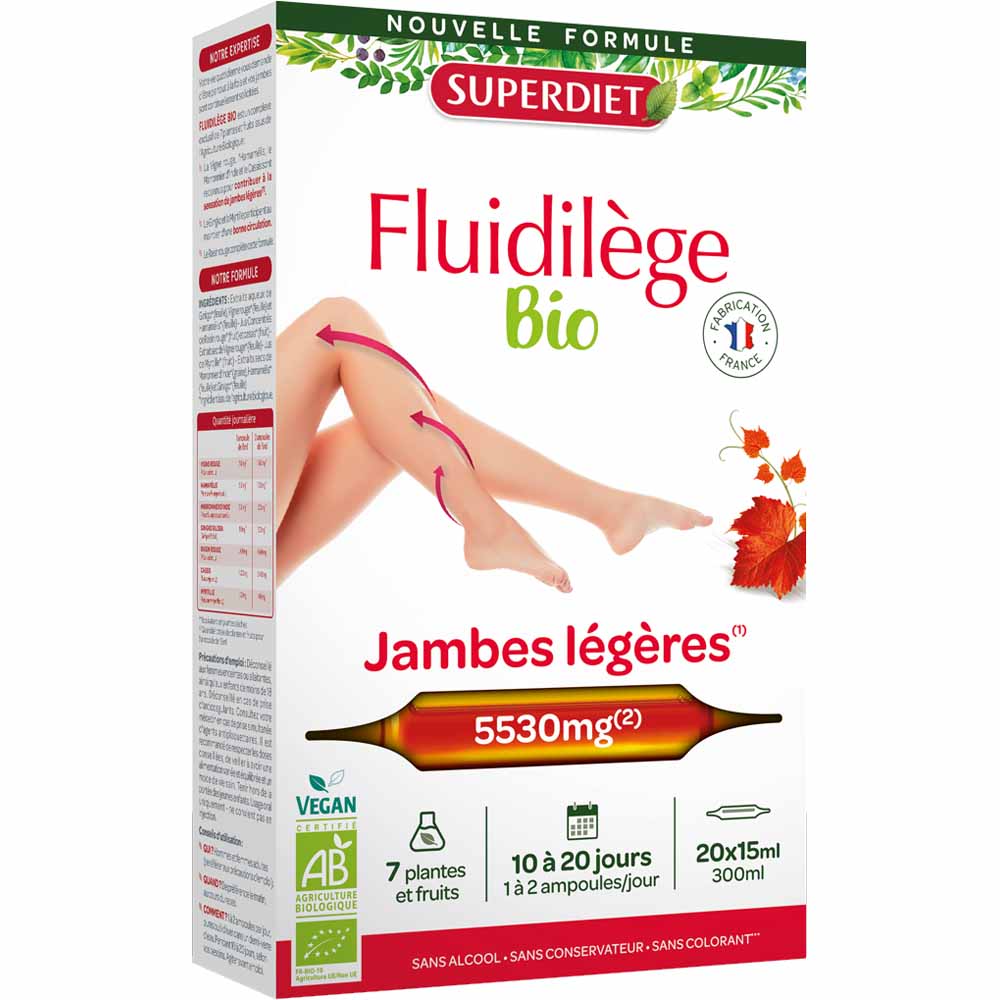 Superdiet FLUIDILEGE vid roja ecológica 20 ampollas de 15 ml