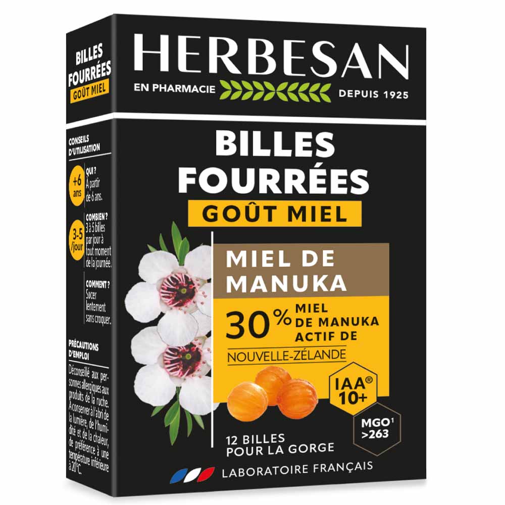 Herbesan Miel de Manuka Perlas rellenas de miel de Manuka Iaa10+ X12 x12