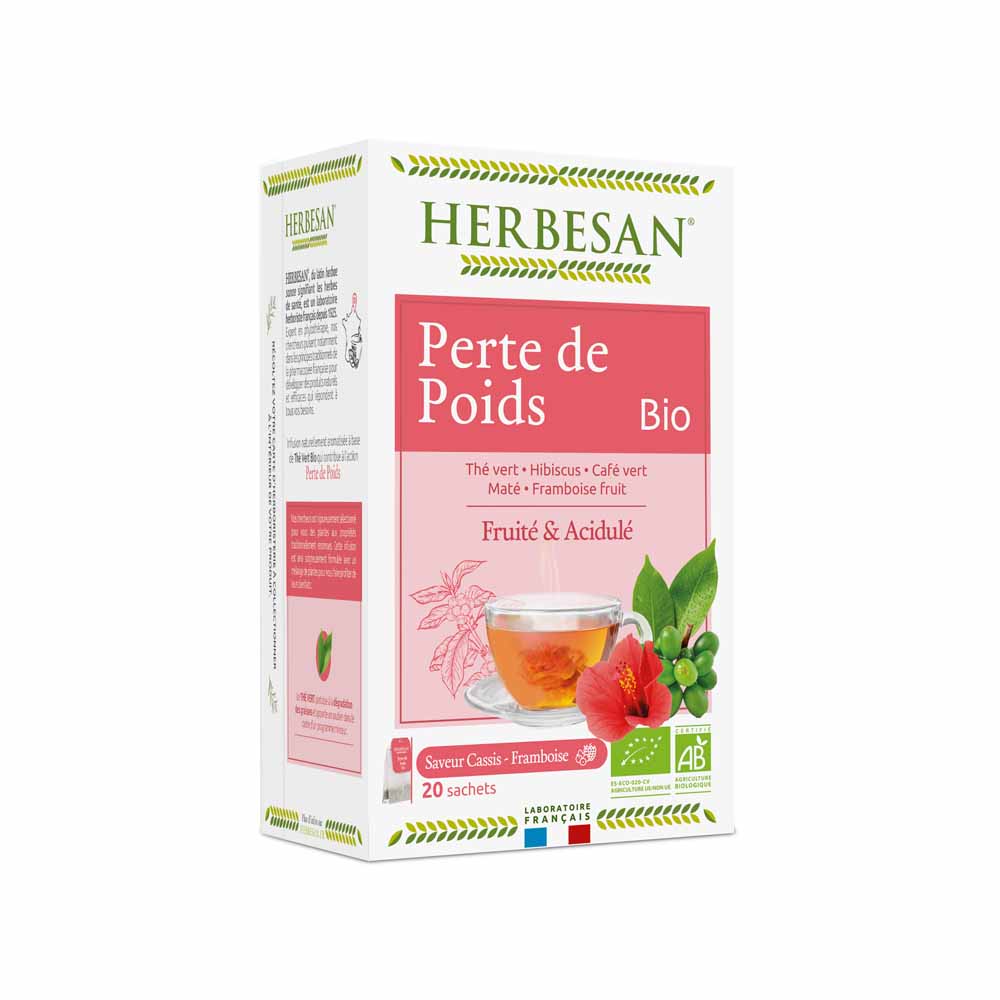 Herbesan Infusión Mat Perte de Poids Bio Sabor frambuesa 20 sobres
