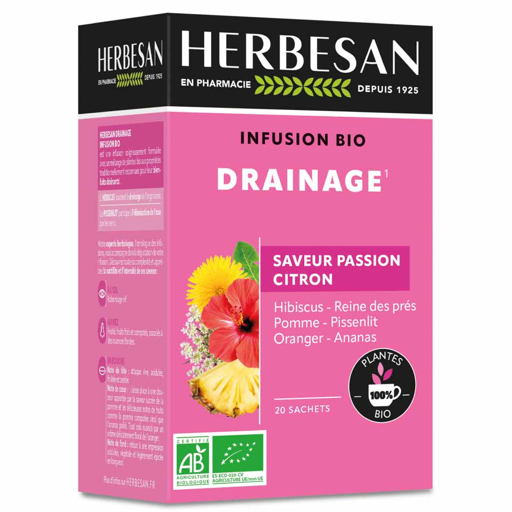 Herbesan Infusión drenante ecológica Reines de las Hierbas Sabor a mango 20 sobres