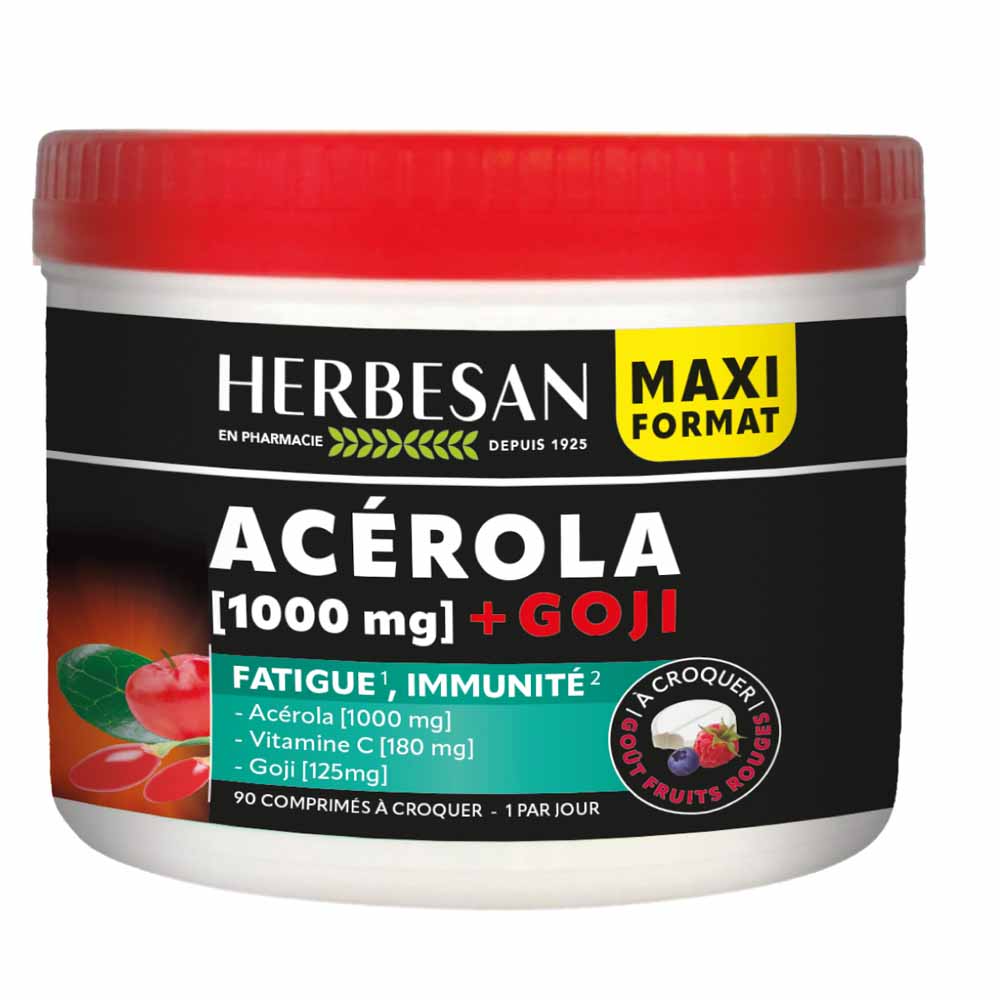 Herbesan Acerola 1000mg Vitamina C 180mg y Goji 125mg 90 comprimidos masticables