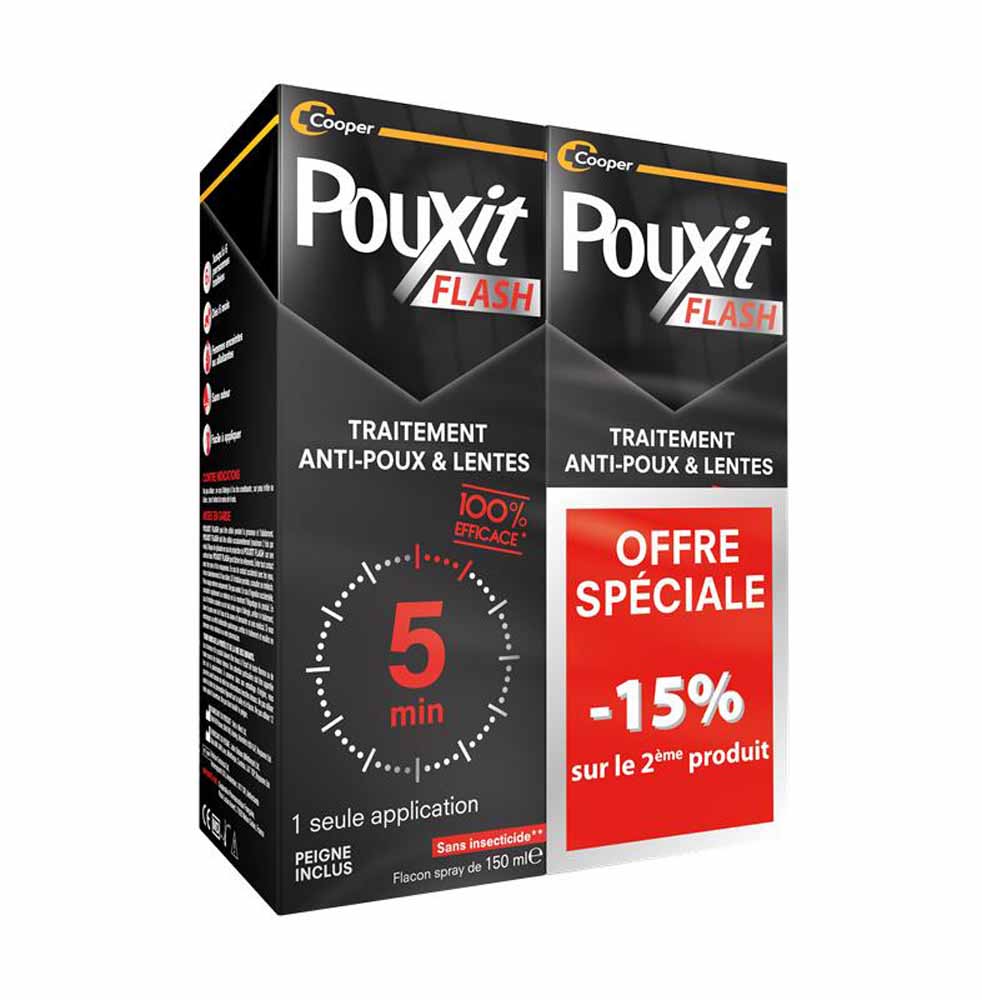 Pouxit Flash Tratamiento de piojos y liendres 2x150ml