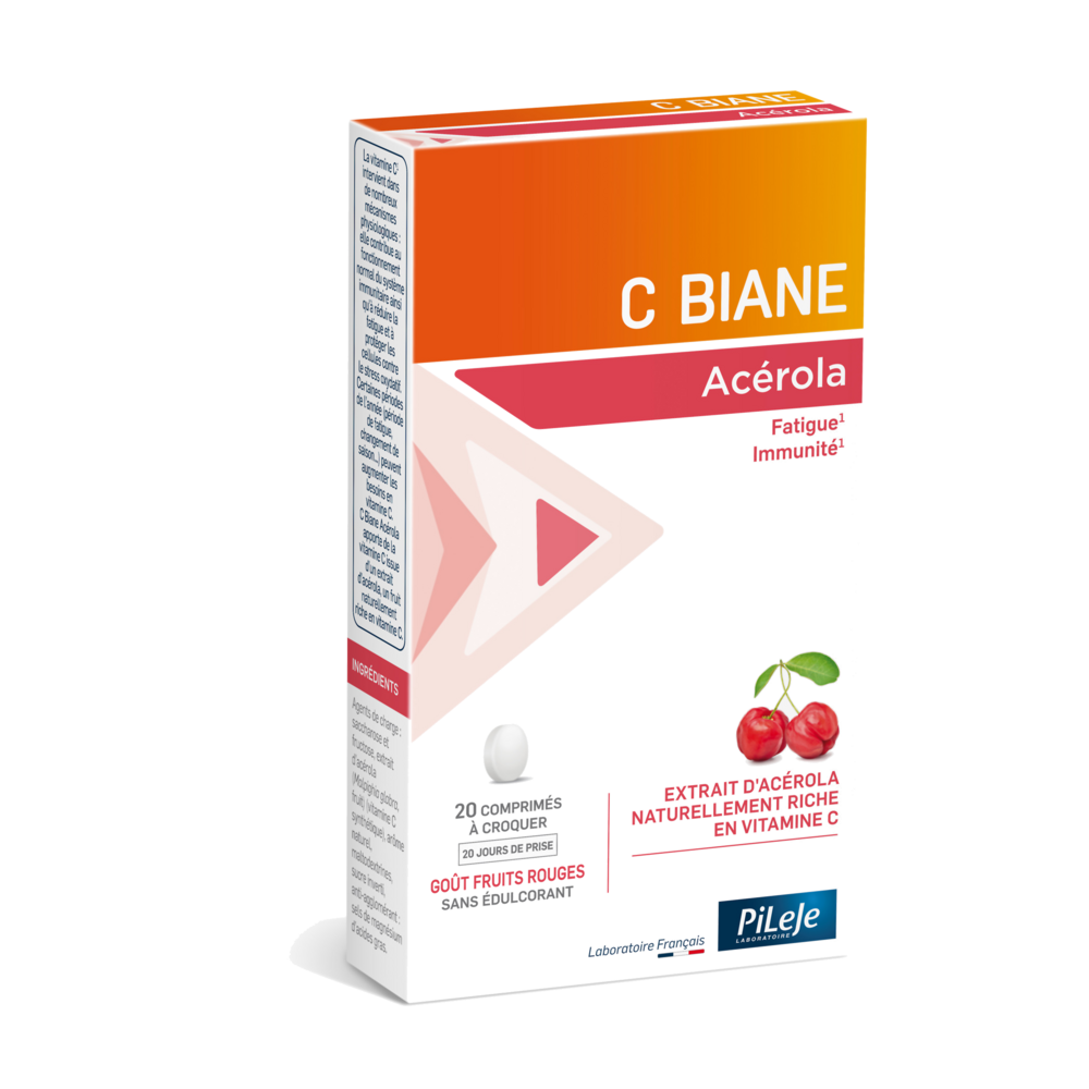 Pileje C Biane Acerola sabor frutos rojos 20 comprimidos masticables