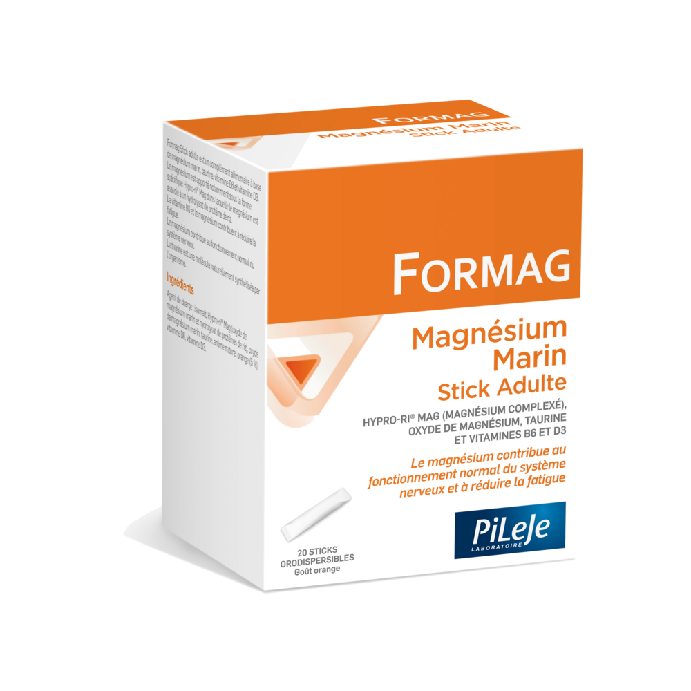 Pileje Formag Magnésio, taurina, vitamina B6 y vitamina D3 adulto 20 sticks