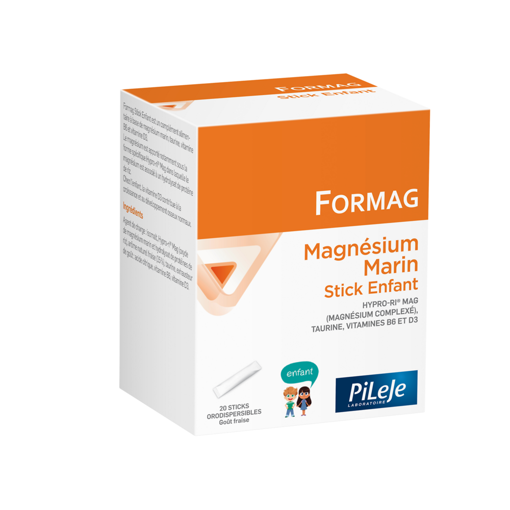 Pileje Formag Magnésio, taurina, vitamina B6 y vitamina D3 niño 20 sticks