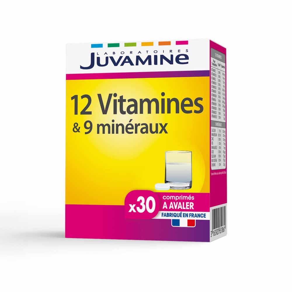 Juvamine 12 Vitaminas y 9 Minerales en 30 comprimidos 30 Comprimes À Avaler