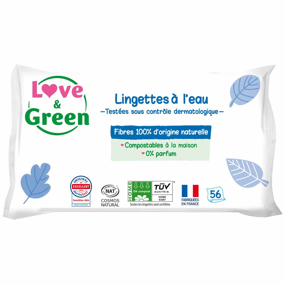 Love&Green Toallitas higiene bebé pieles sensibles x56