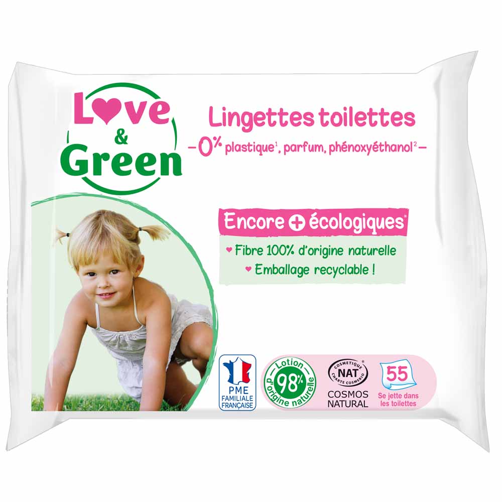 Love&Green Toallitas hipoalergénicas sin perfume x55
