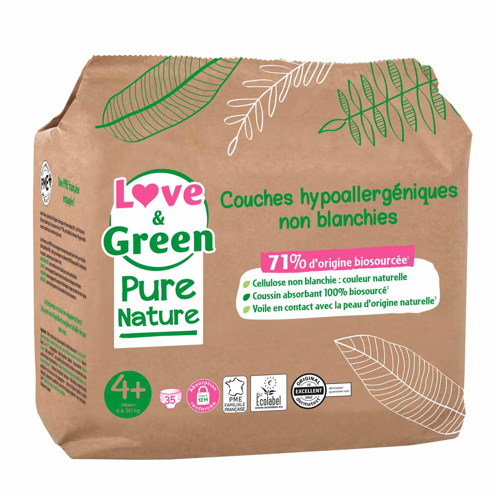 Love&Green Pure Nature Pañales ecológicos Talla 4+ x 35