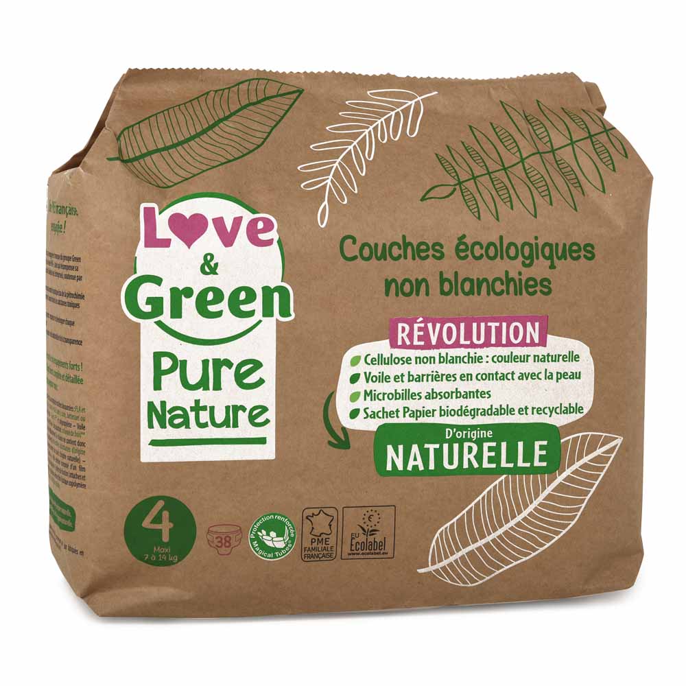 Love&Green Pure Nature Pañales ecológicos Talla 4 x 38