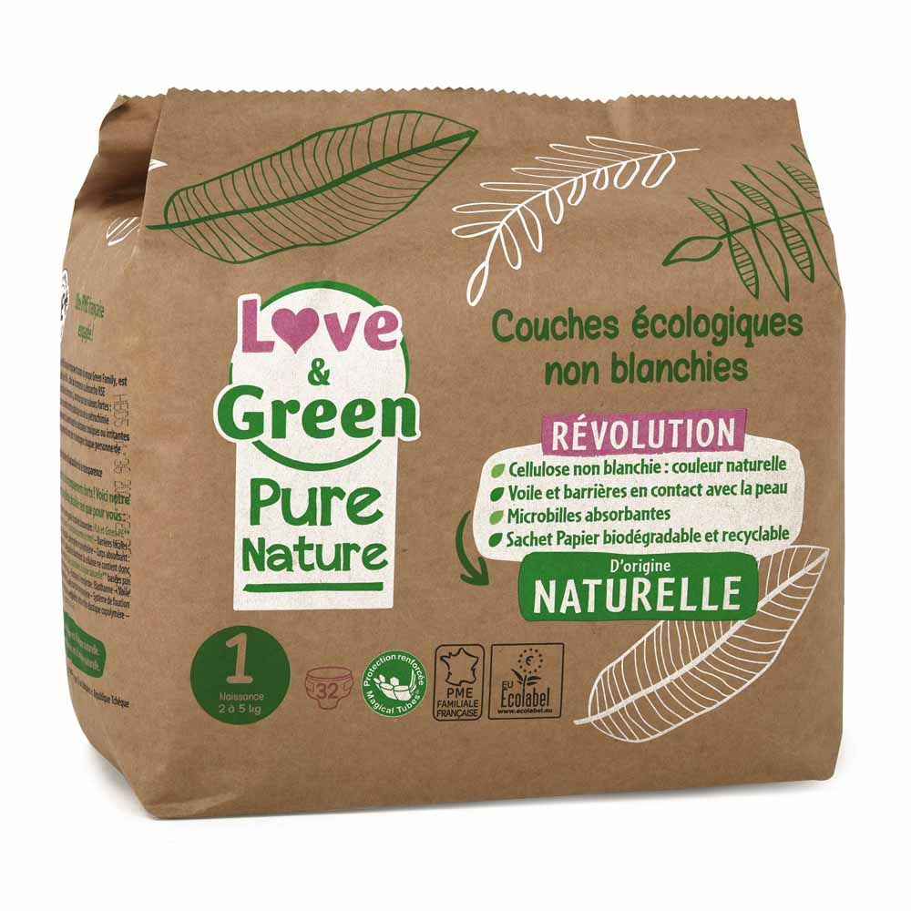 Love&Green Pure Nature Pañales ecológicos Talla 1 x 32