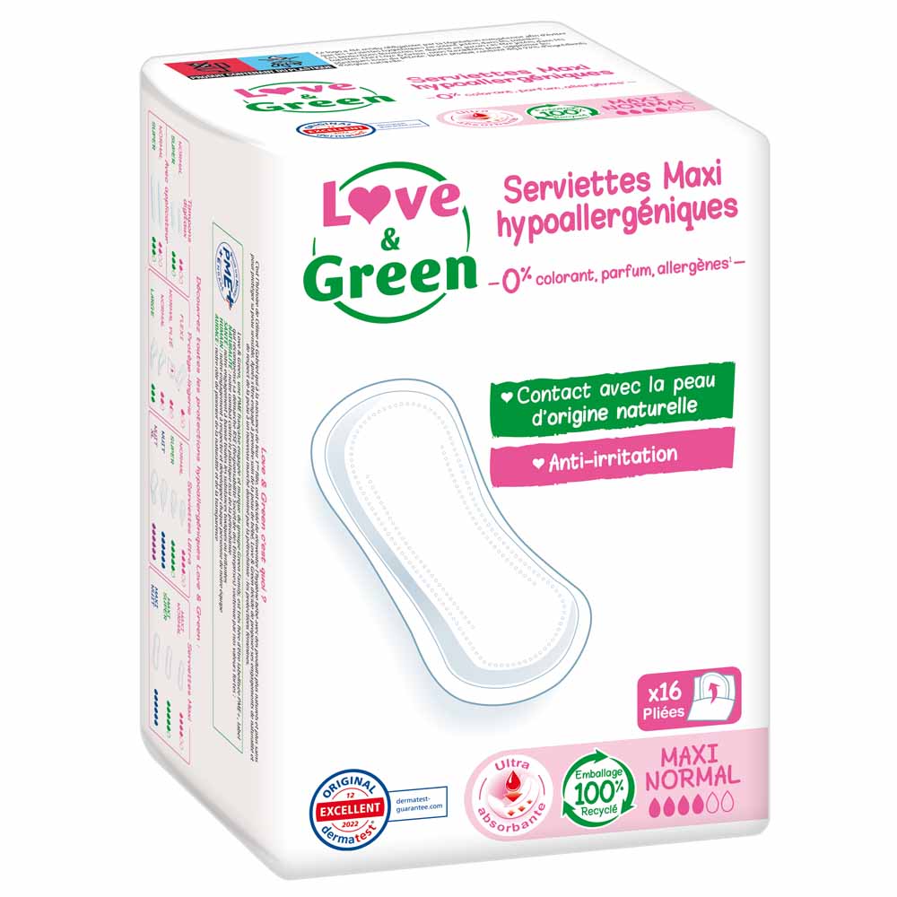 Love&Green Antiirritaciones Maxi Normal 16 Toallas