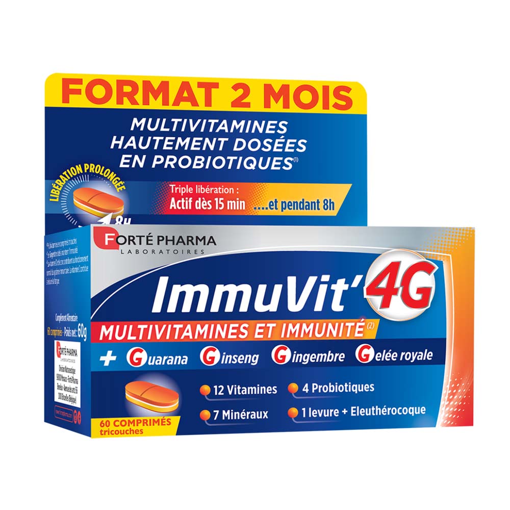 Forté Pharma ImmuVit'4G Inmunidad sénior vitaminas minerales y fermentos 60 comprimidos triple capa