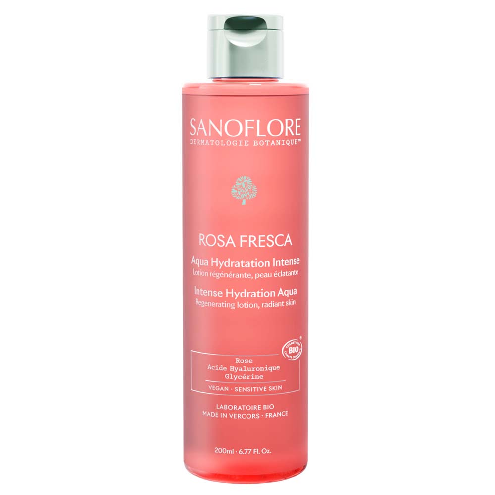 Sanoflore Rosa Fresca Loción facial botánica certifcada bio rosa de damasco bio Peaux Sensibles 200ml