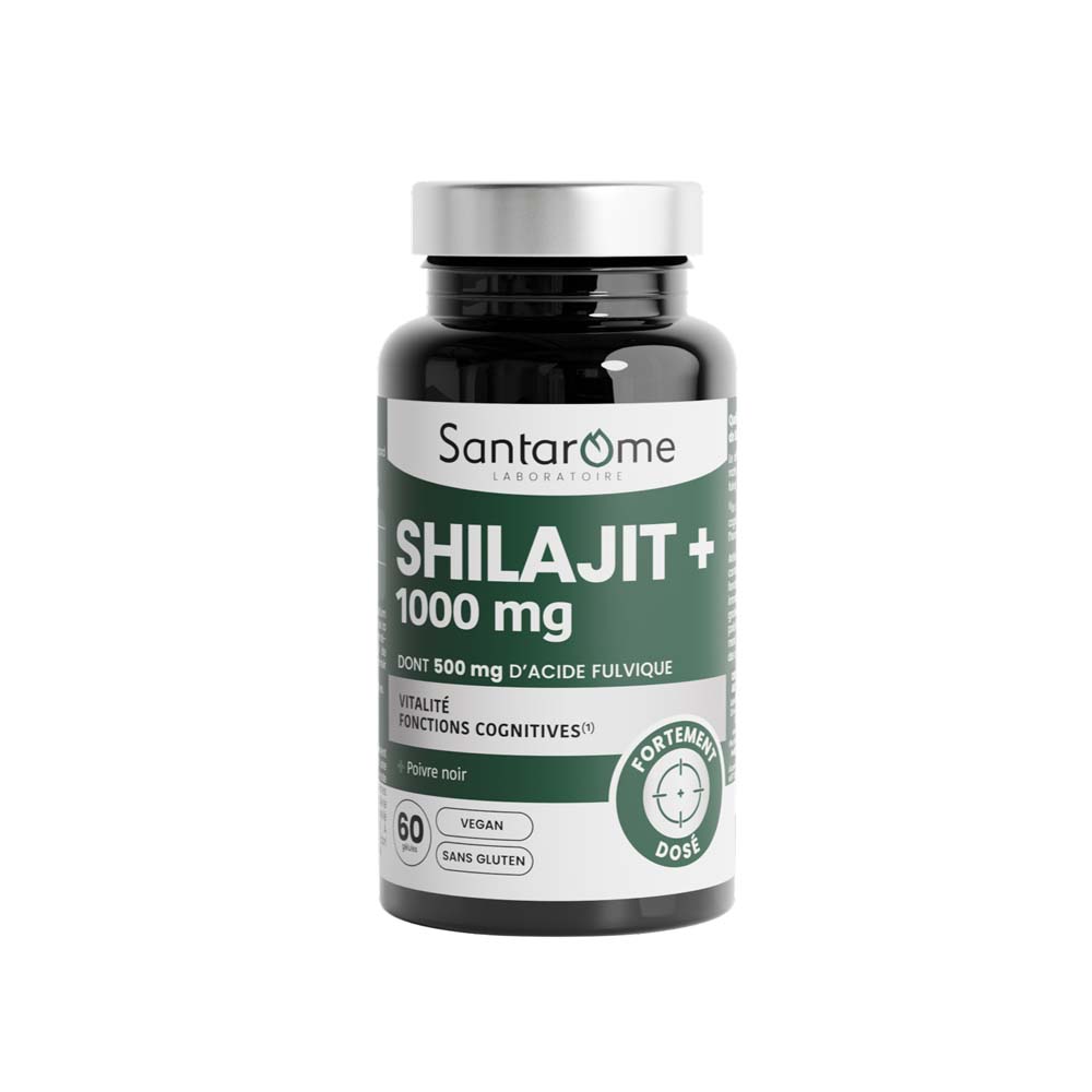 Santarome Shilajit 1000 mg energía y funciones cognitivas 60 cápsulas