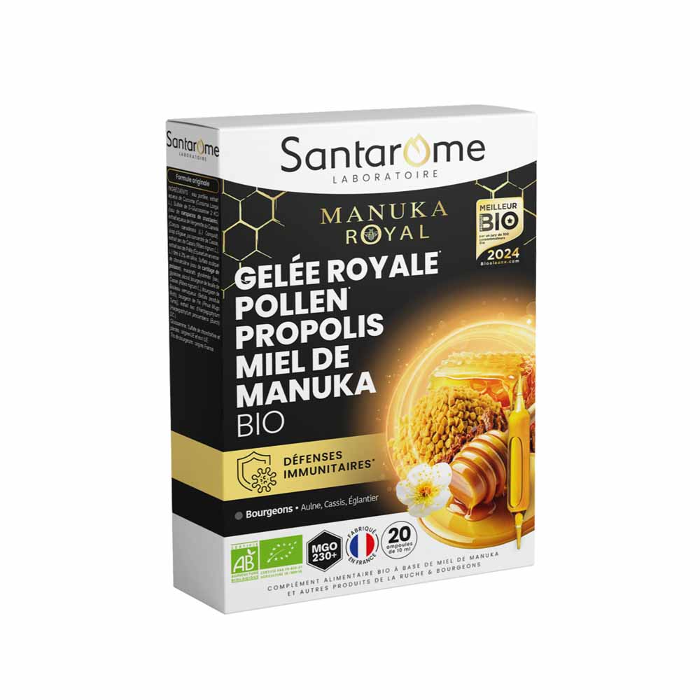 Santarome Jalea real polen propóleo miel de manuka bio 20 ampollas
