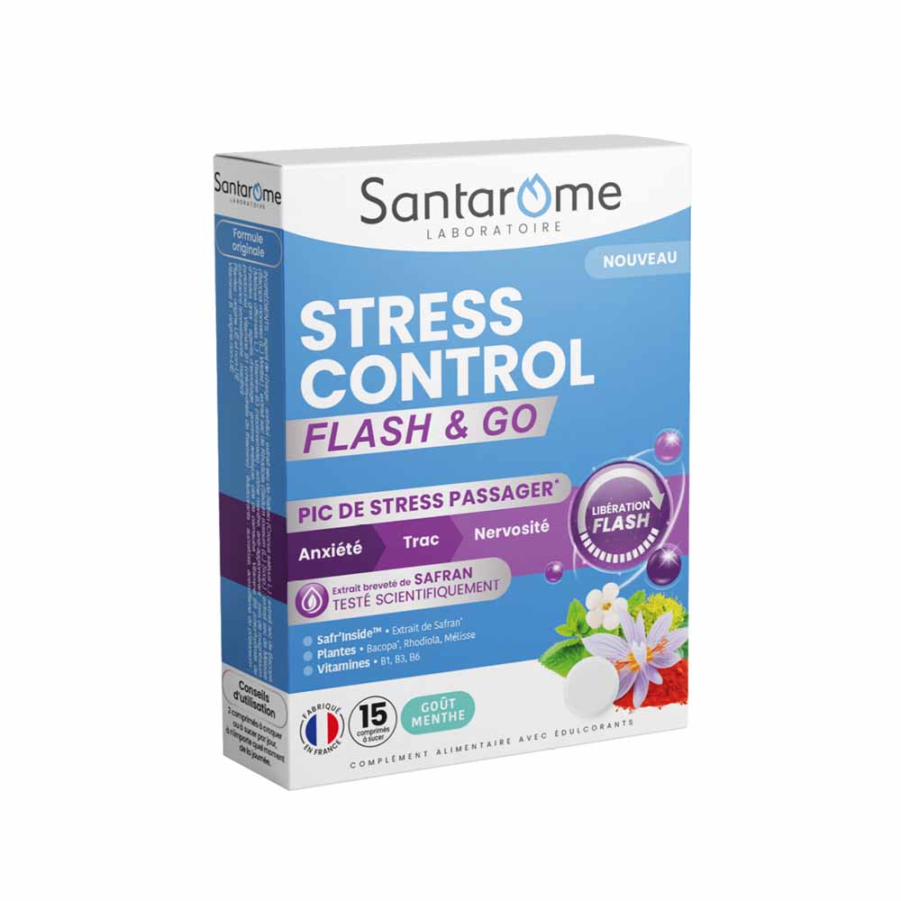 Santarome Stress Control Flash &amp; Go Estrés y nerviosismo 15 comprimidos masticables