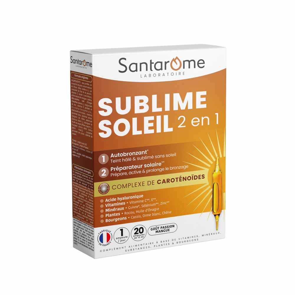 Santarome Sublime Sun 2en1 Autobronceador y preparador solar 20 ampollas