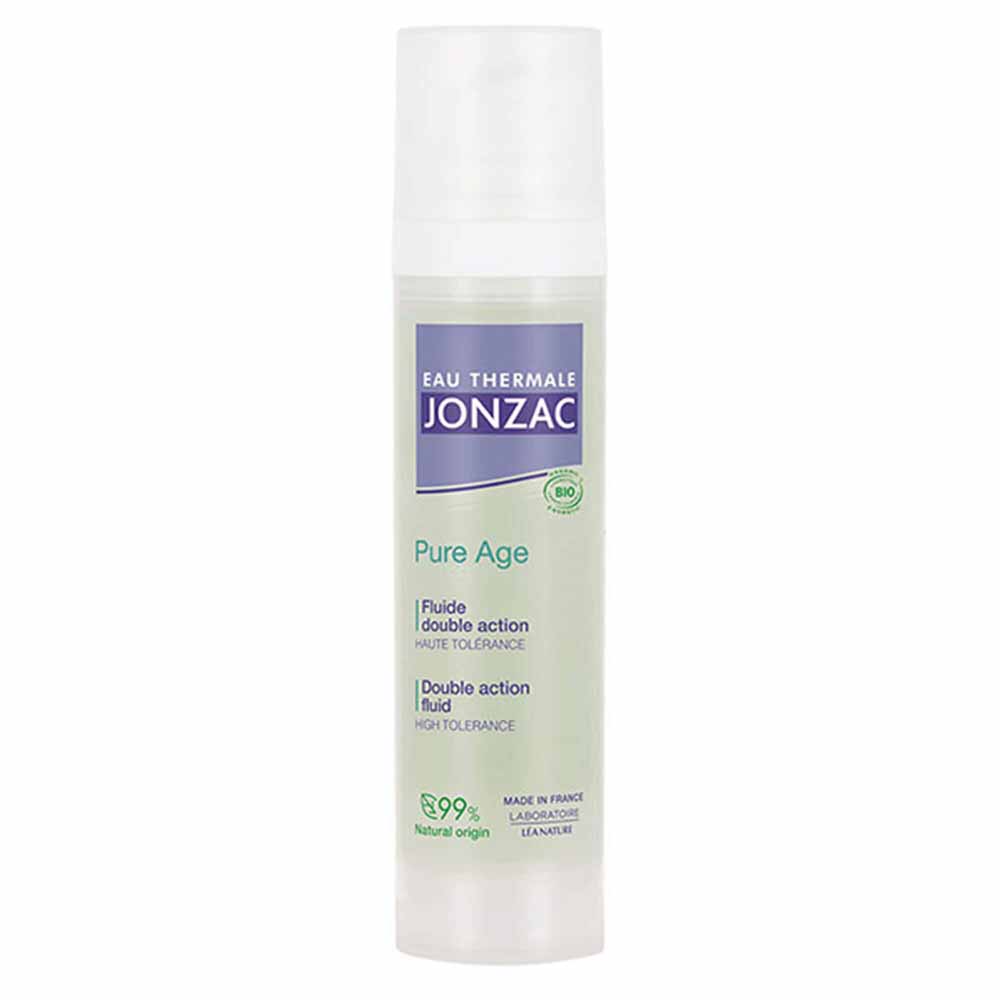 Eau thermale Jonzac Pure Age Fluido doble acción antiedad y antiimperfecciones pieles adultas con imperfecciones 40 ml