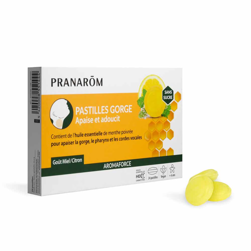 Pranarôm Aromaforce Pastillas para la garganta Miel Limón x24